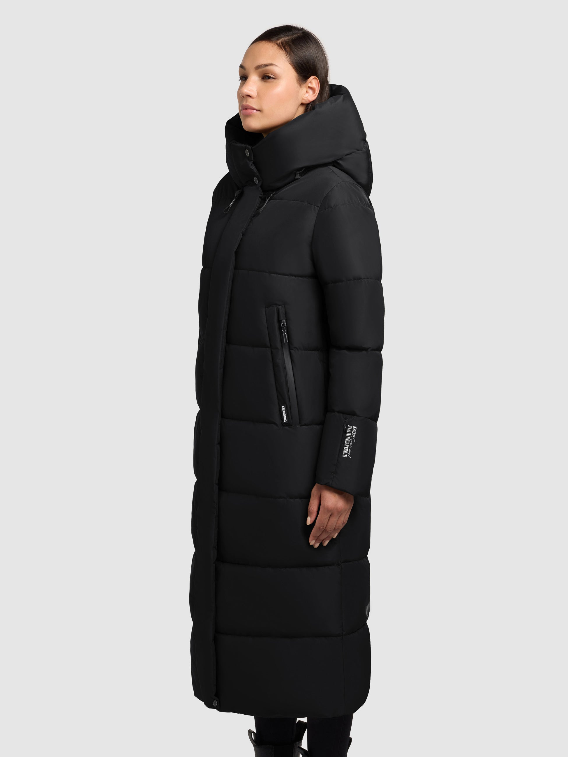 khujo-soulani4-damen-mantel-black-wadenlanger-warmer-winter-steppmantel image 5
