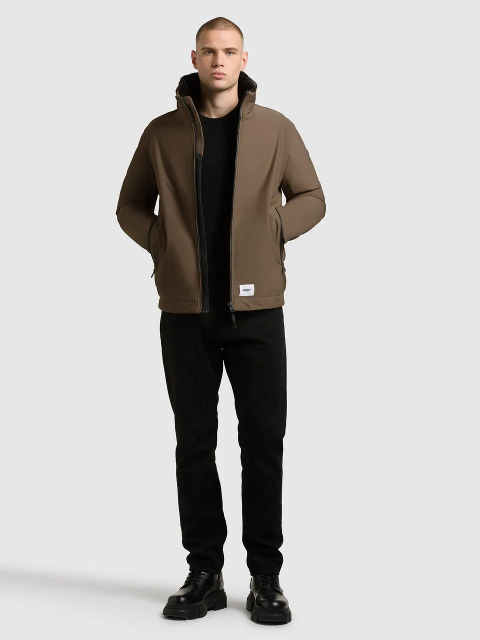 khujo-huey-blousonjacke-dull-green-stehkragen-mit-teddyfleece image 1