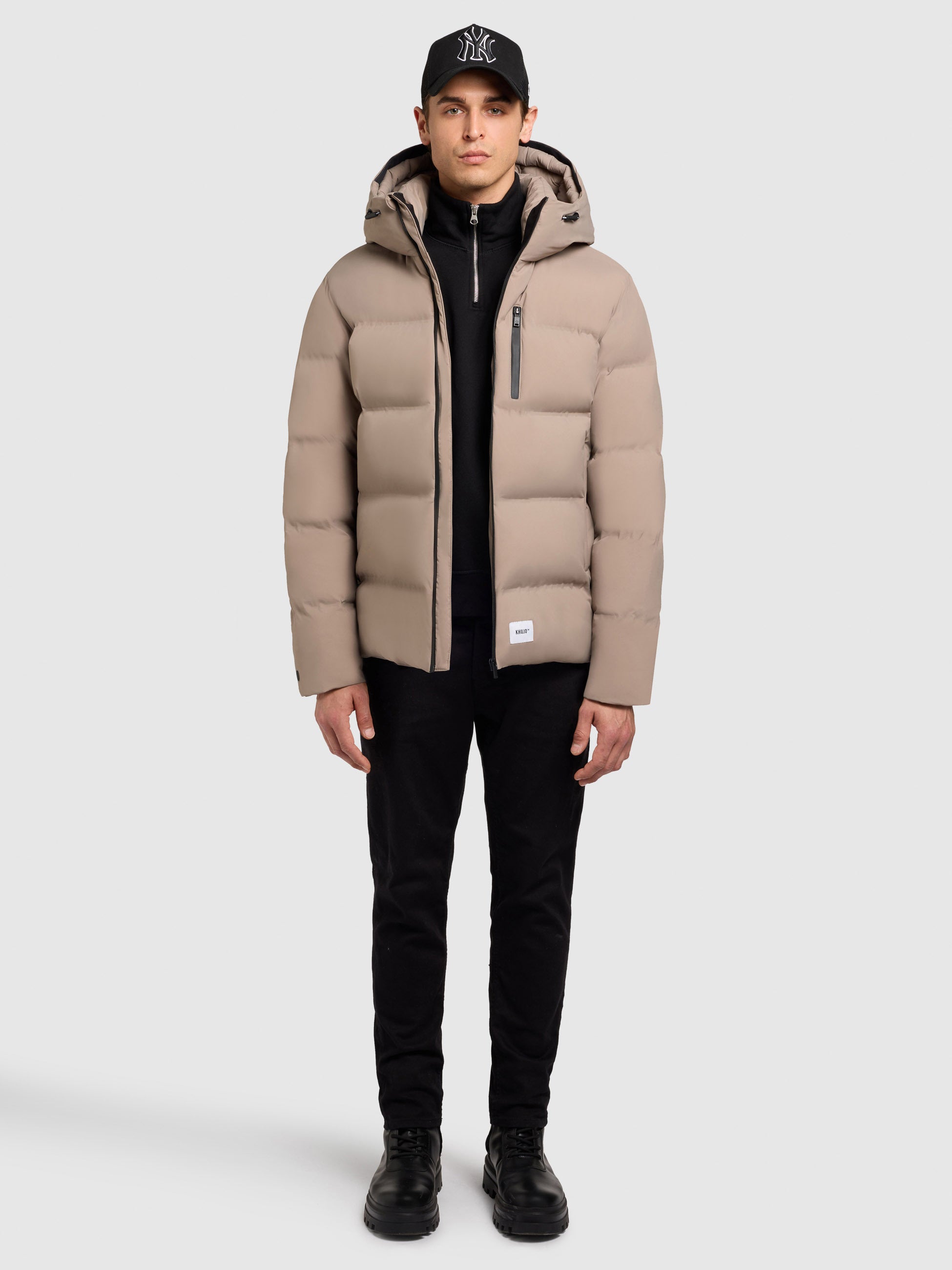 khujo-jacke-silas3-greige-herren-steppjacke-mit-kapuze image 2