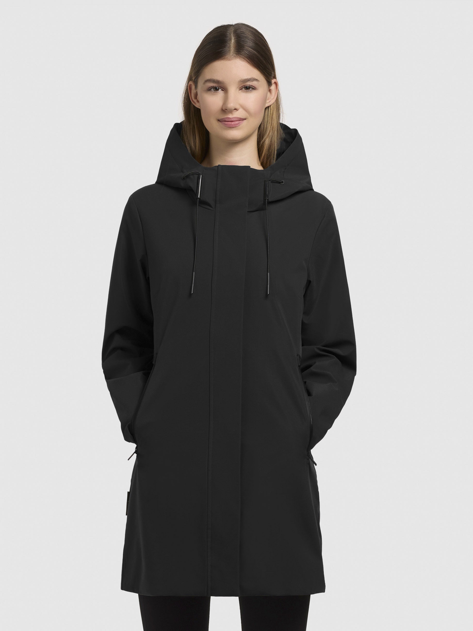 khujo-jacke-izaf3-schwarz-damen-regenjacke-wasserabweisend-mit-kapuze image 4