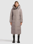 khujo-coat-soulani5-matt-greige-wadenlanger-wattierter-damen-wintermantel image 6