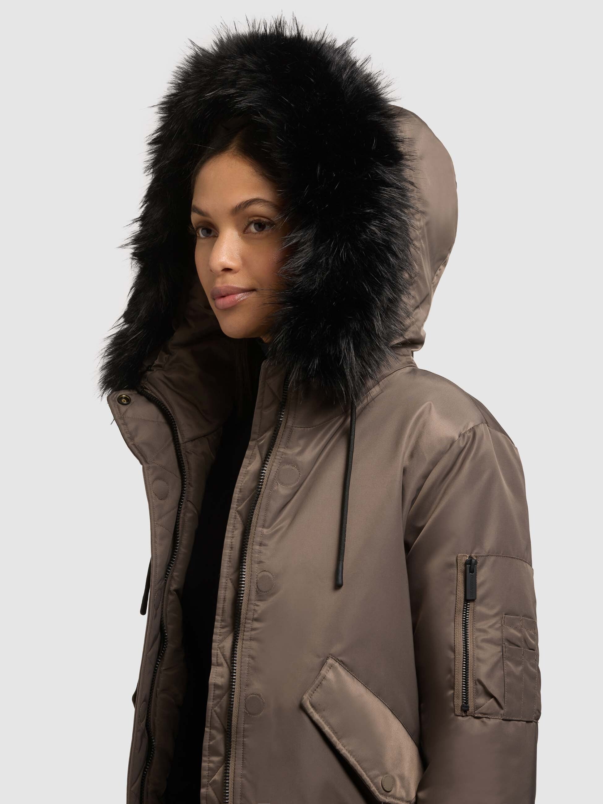khujo-tyla-bomberjacke-f-r-damen-in-potter-brown-mit-kunstfell image 7