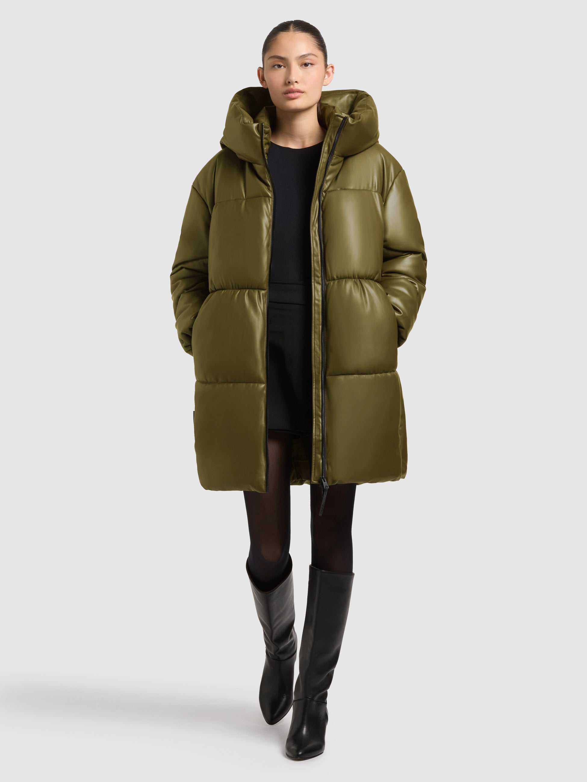 khujo-coat-lorsa-olive-damen-wintermantel-loose-fit-mit-kapuze image 1