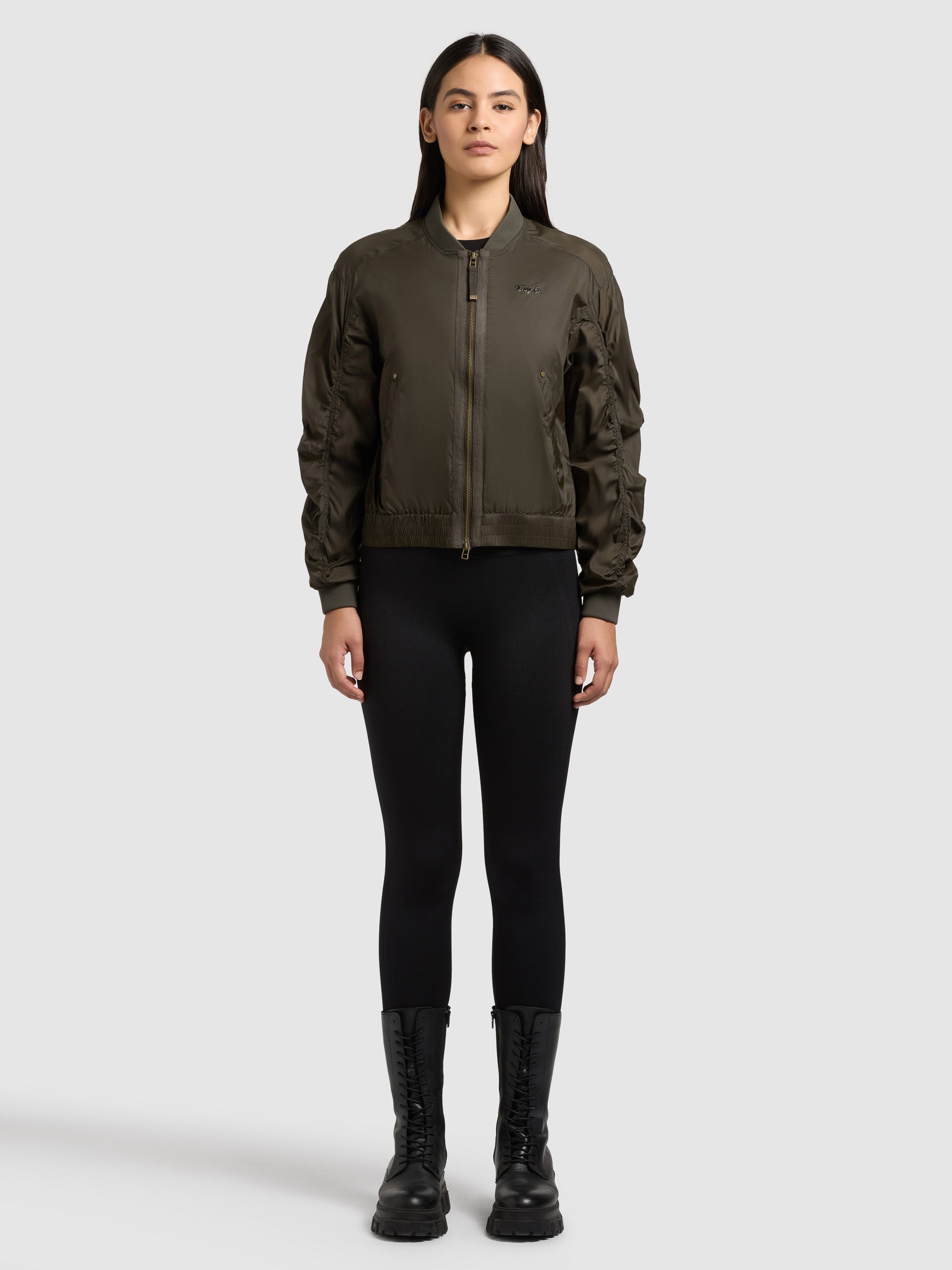 khujo-jacke-tuvay-bomberjacke-blouson-in-olive-aus-fliegerseide image 2