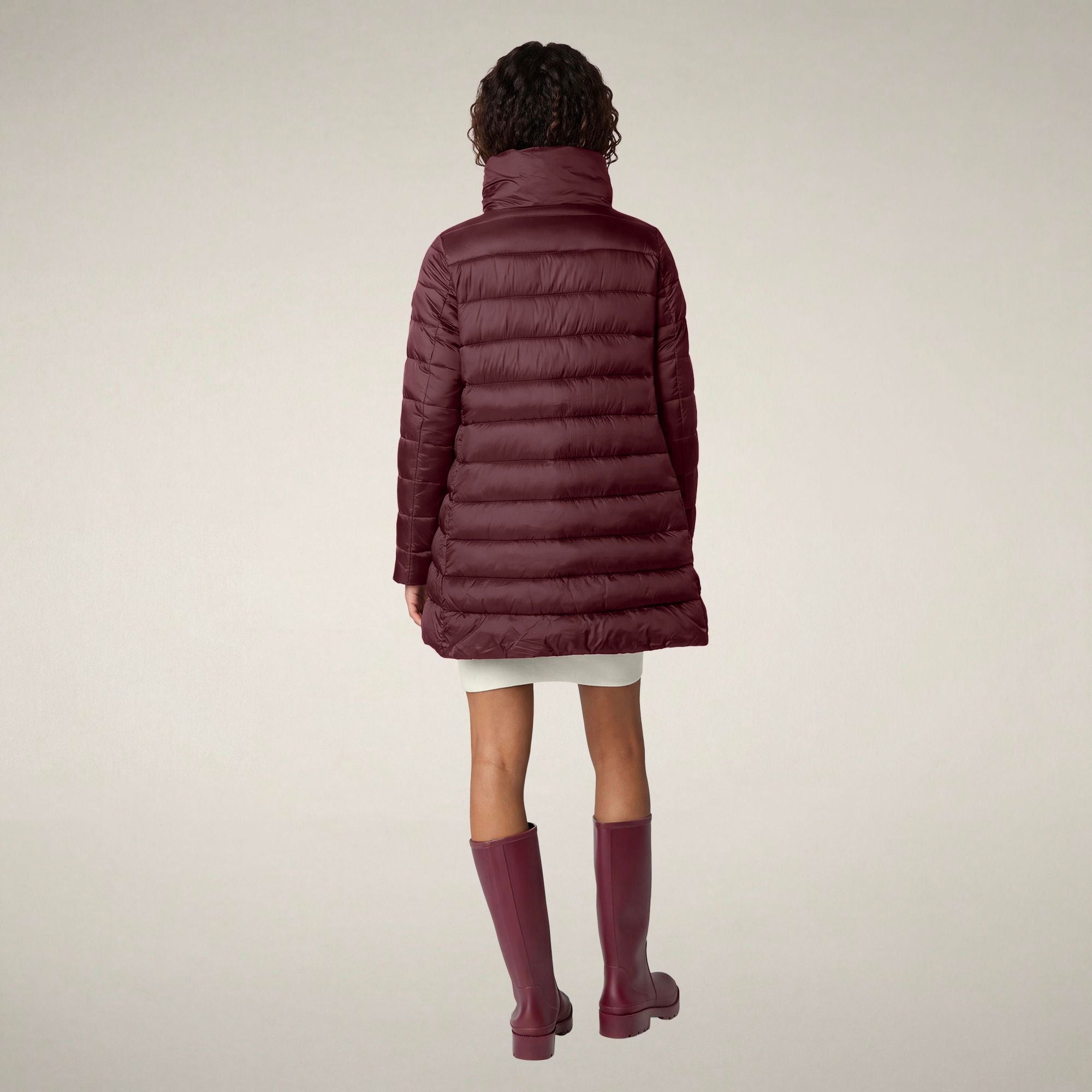 save-the-duck-lydia-damen-daunenmantel-bordeaux-langer-puffer-a-linie image 2