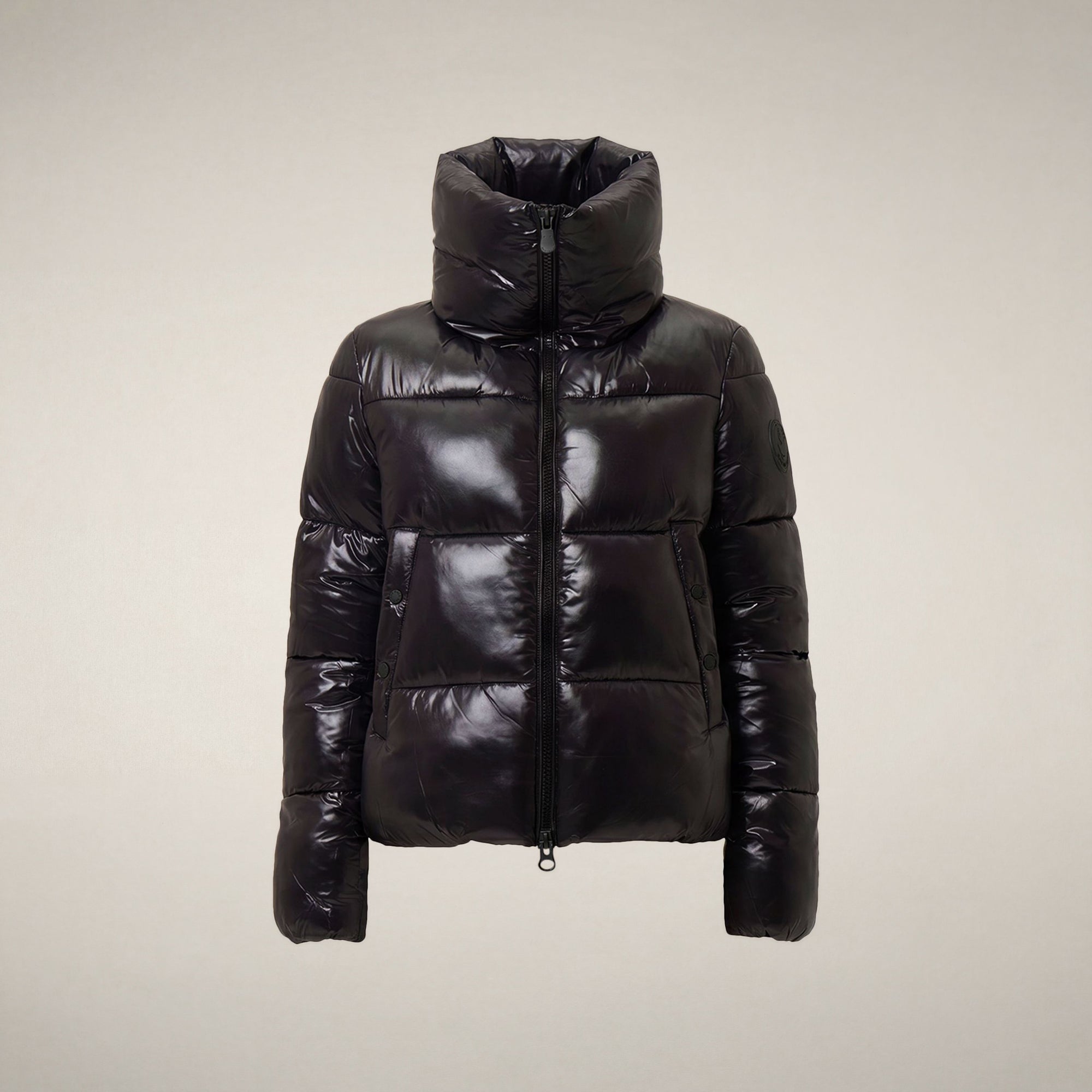 save-the-duck-isla-damen-pufferjacke-mit-stehkragen-schwarz-laqu image 3