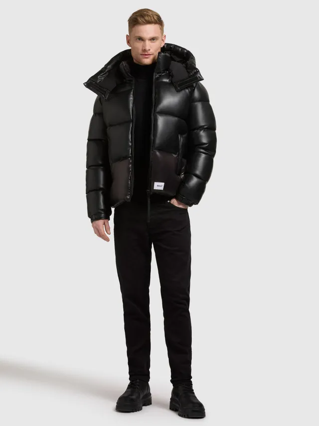 khujo-jacke-george-black-herren-h-ftlange-winterjacke-mit-lederoptik image 1
