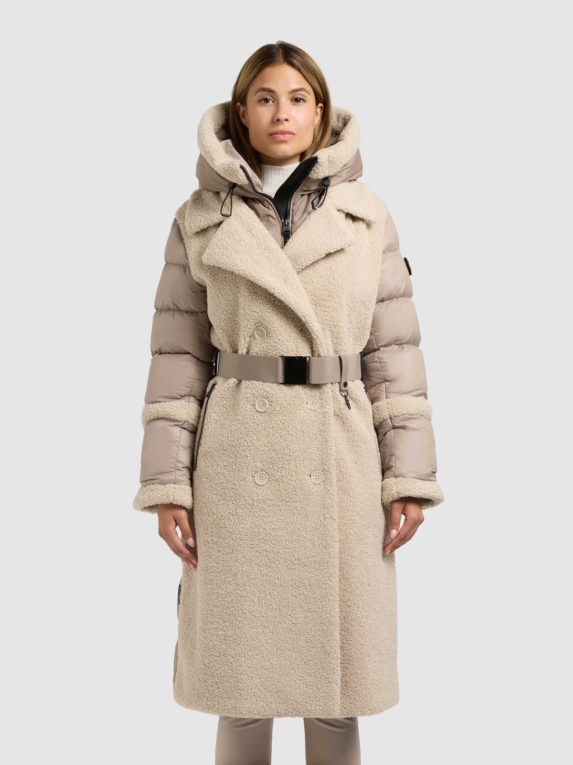 khujo-kalmia-greige-damen-kurzmantel-mit-teddyfleece-und-kapuzeneinsatz image 4
