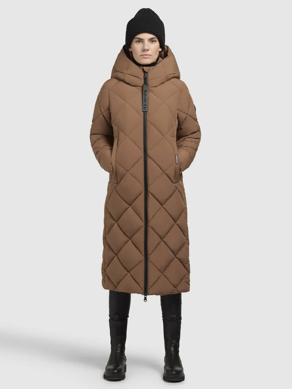 khujo-mantel-elow-hellbraun-knielanger-steppmantel-regular-fit image 1
