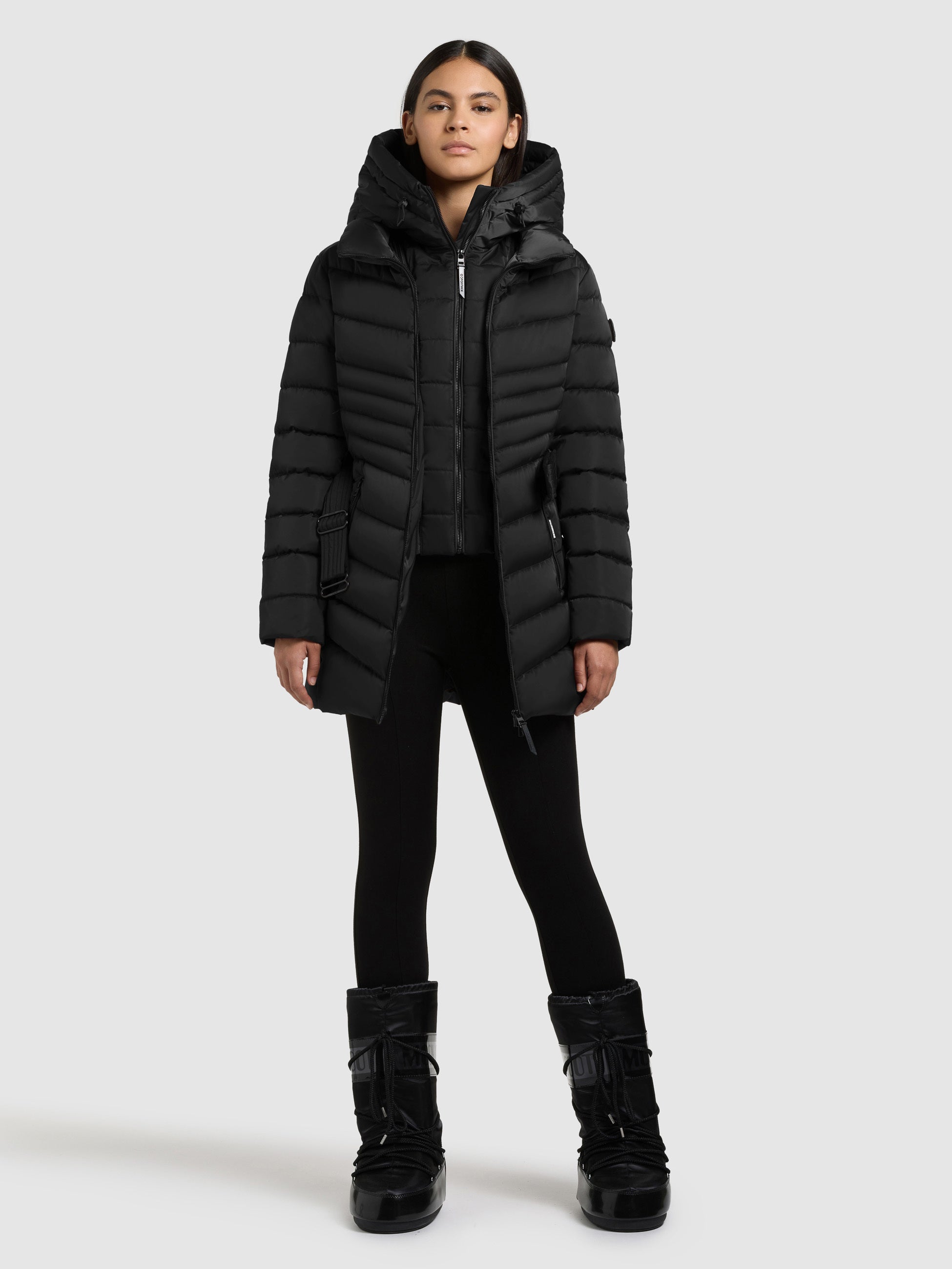 khujo-kina-damen-steppjacke-schwarz-mit-abnehmbarem-einsatz-und-g-rtel image 2