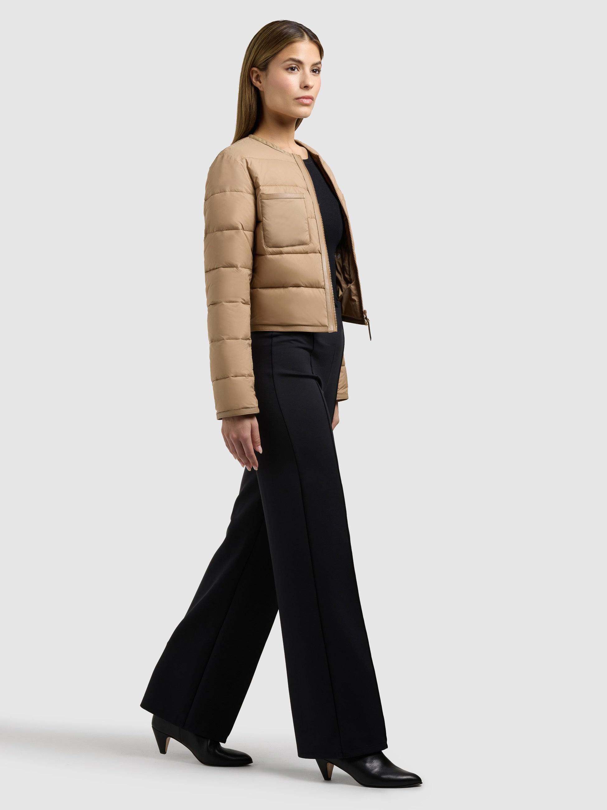 khujo-jacke-wanda-dark-camel-kragenlose-damen-steppjacke image 2