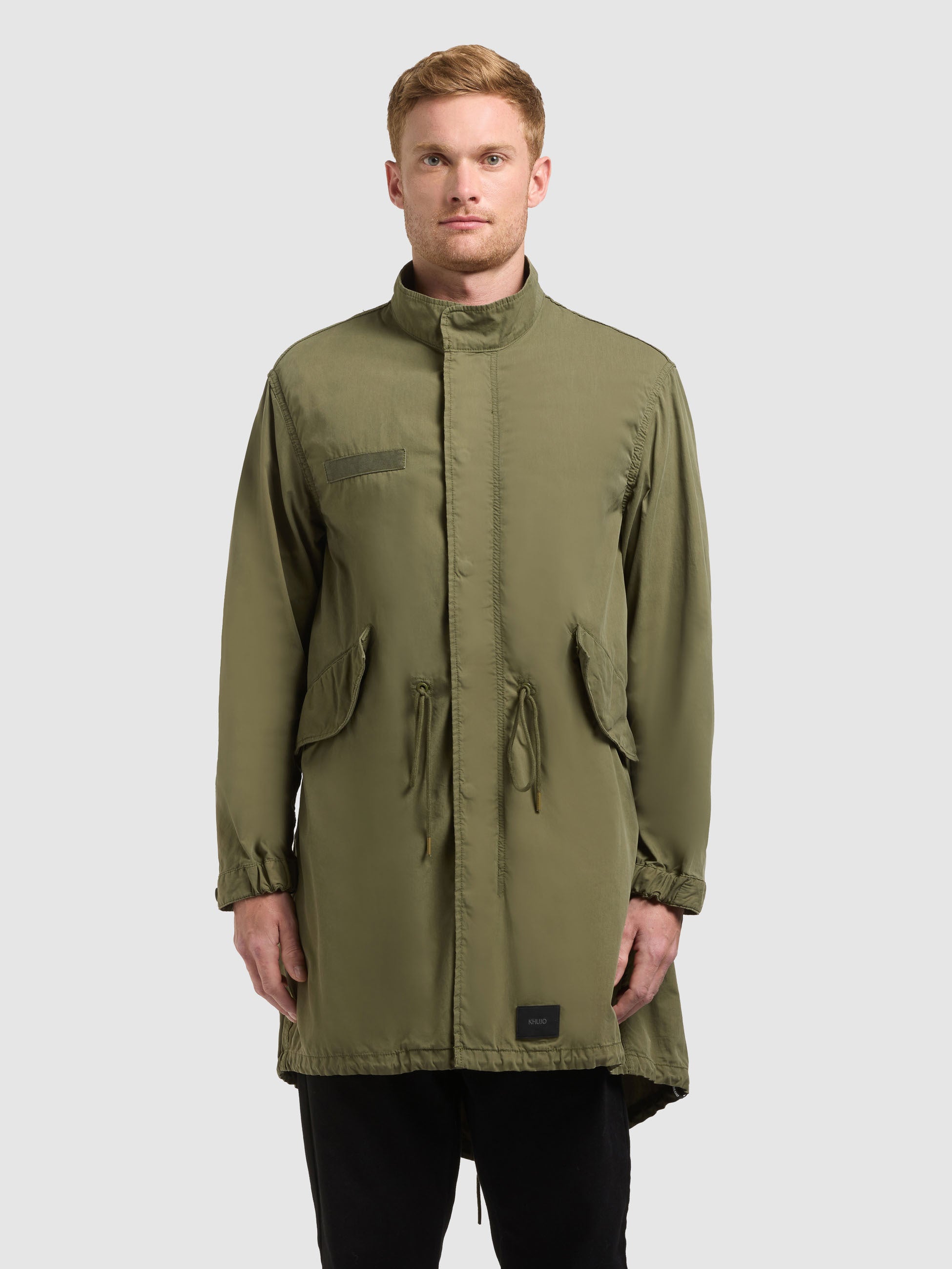 khujo-vito-mantel-olive-langer-sommerparka-herren-military image 4
