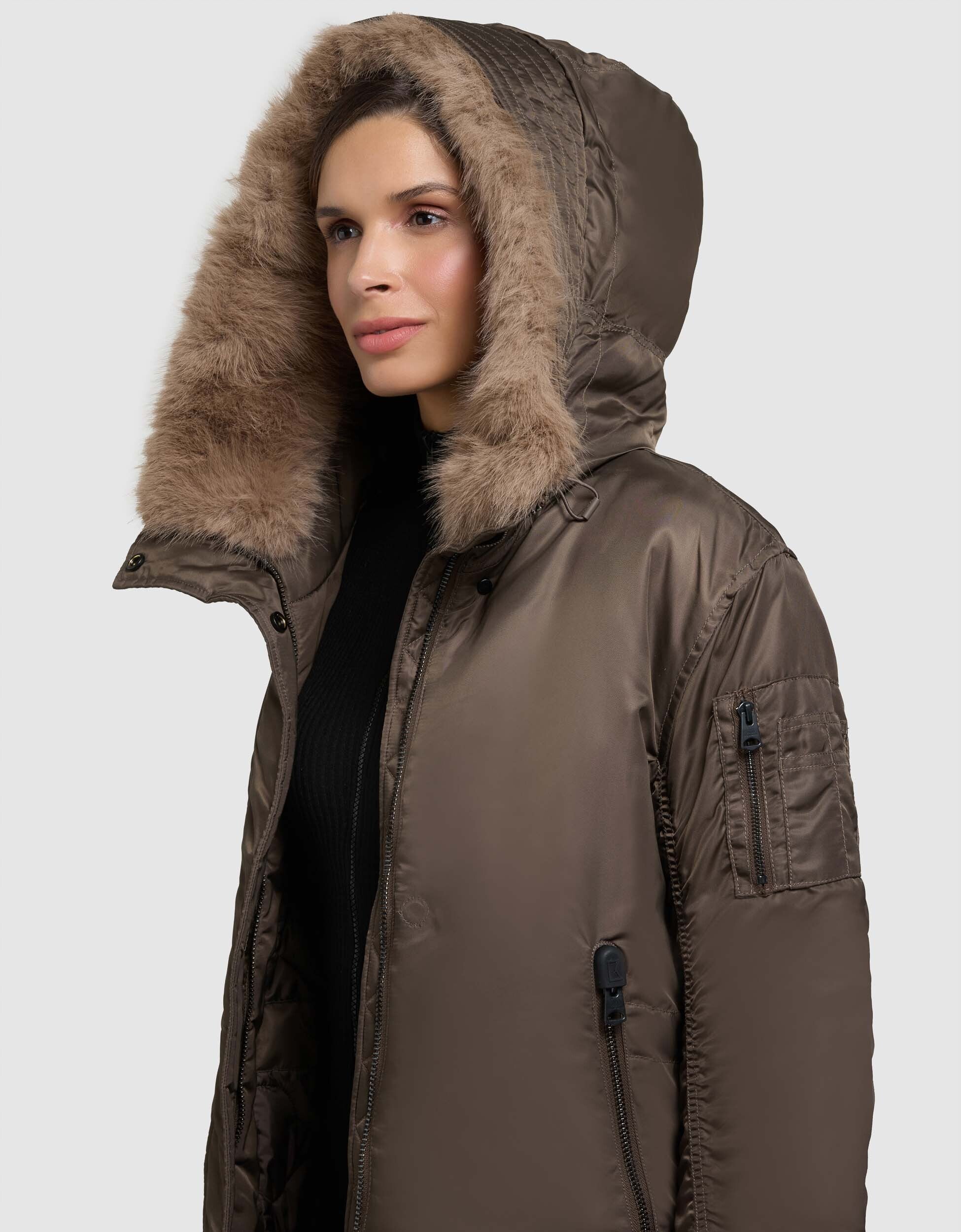 khujo-mantel-oliva-potter-brown-damen-wintermantel-loose-fit-bomber-style image 7