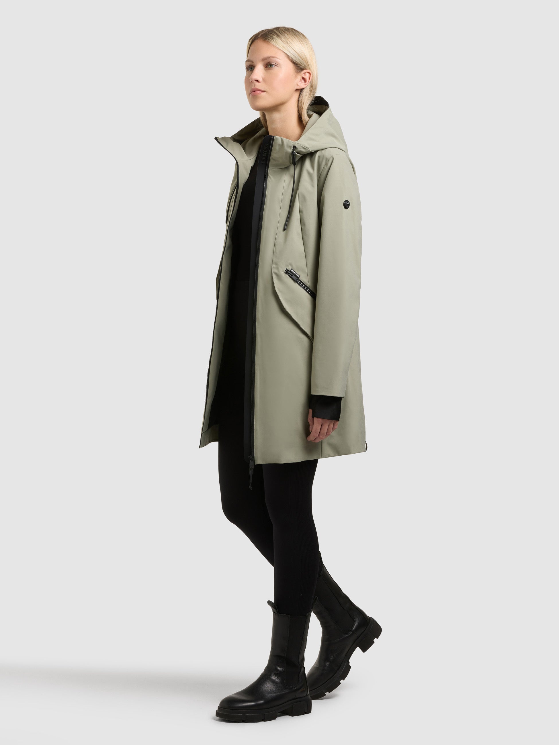 khujo-jacke-eiza-reet-green-lange-wasserabweisende-regenjacke-mit-kapuze image 6