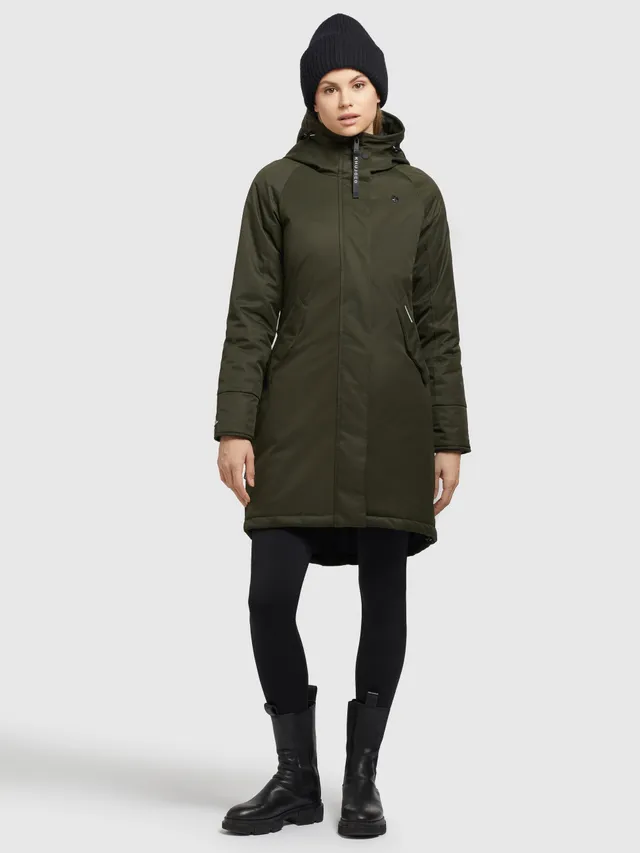 khujo-laria-damen-parka-mantel-dunkelgr-n-regular-fit-warm-wattiert image 1