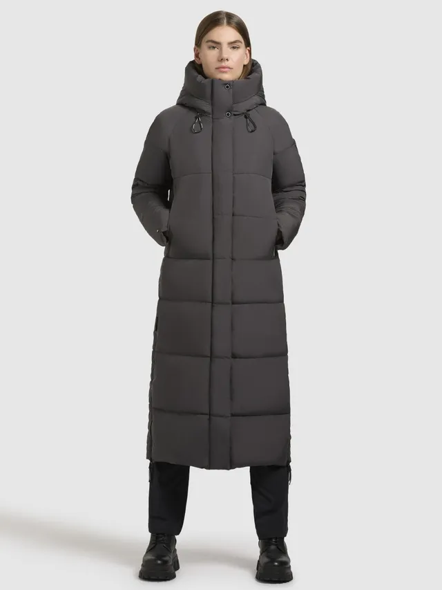 khujo-lamba-coat-dark-gray-wadenlanger-damen-steppmantel-mit-teddy-kapuze image 1