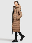 khujo-mantel-simmie-hellbraun-steppmantel-knielang-regular-fit image 2