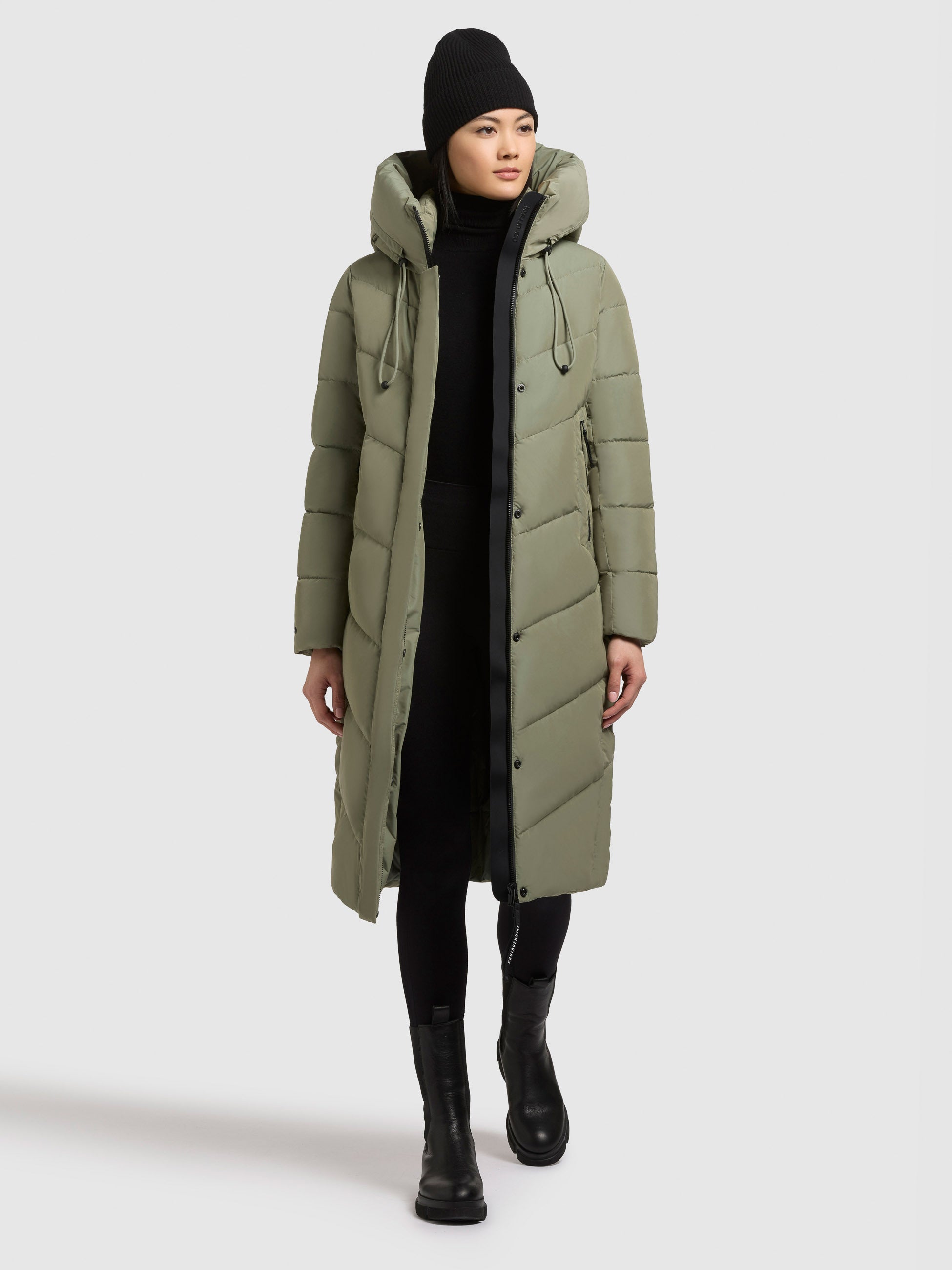 khujo-mantel-trudie-muted-green-damen-wadenlanger-steppmantel-mit-kapuze image 6