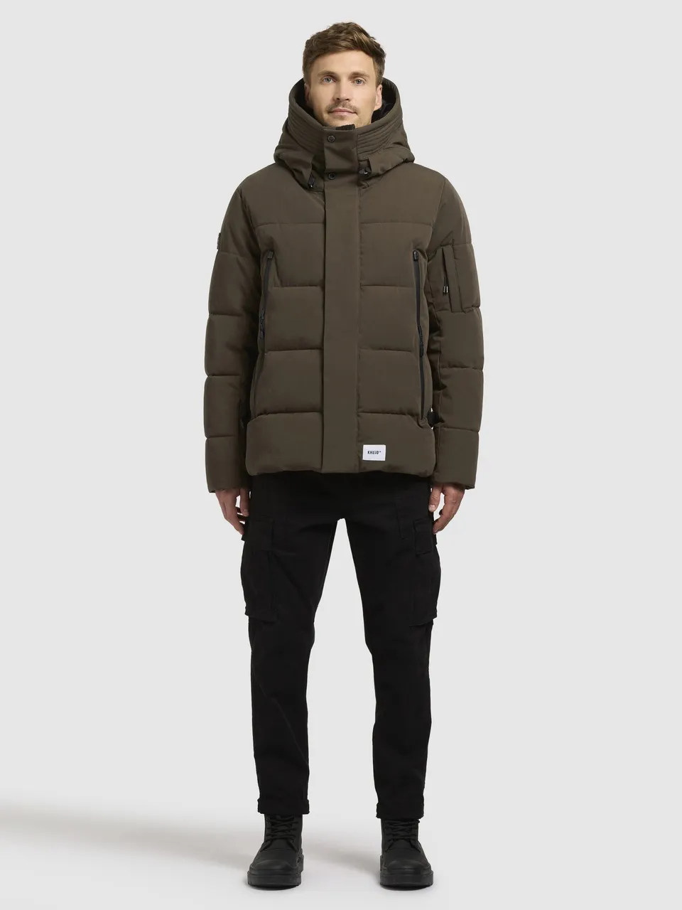 khujo-steppjacke-tato-khaki-h-ftlang-mit-kapuze image 1