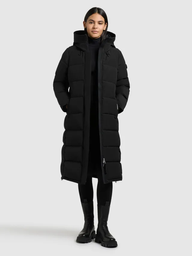 khujo-mantel-devion2-black-knielanger-steppmantel-damen-schwarz-mit-kapuze image 1