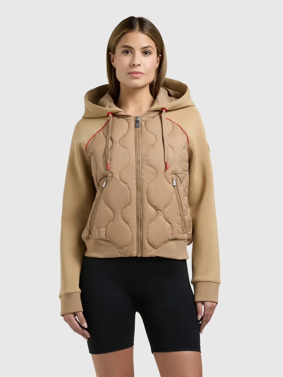 khujo-jacke-malaya-dark-camel-kurze-steppjacke-mit-materialmix image 1