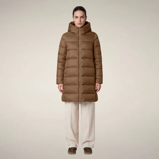save-the-duck-lysa-damen-steppmantel-lang-haselnussbraun image 1