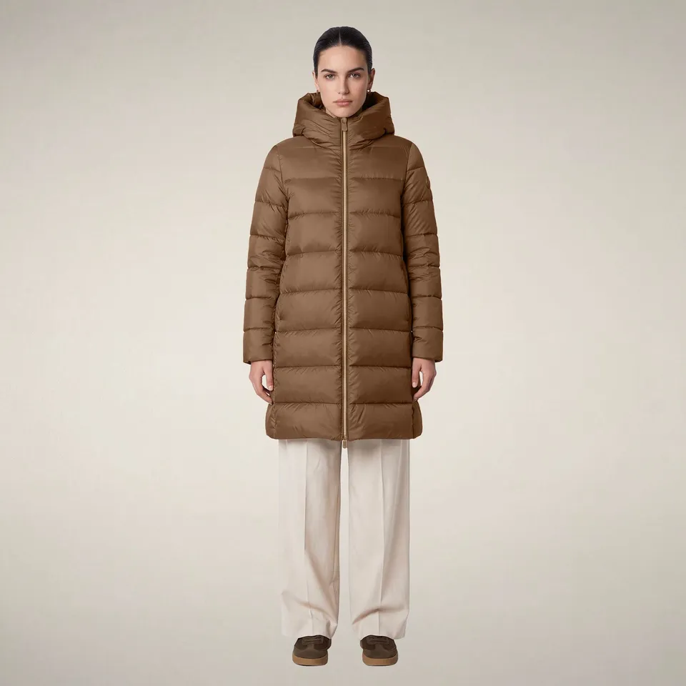 save-the-duck-lysa-damen-steppmantel-lang-haselnussbraun image 1