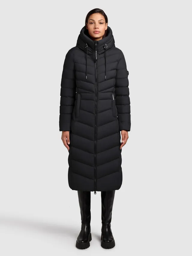 khujo-coat-ingram4-black-knielanger-damen-steppmantel-tailliert-mit-kapuze image 1