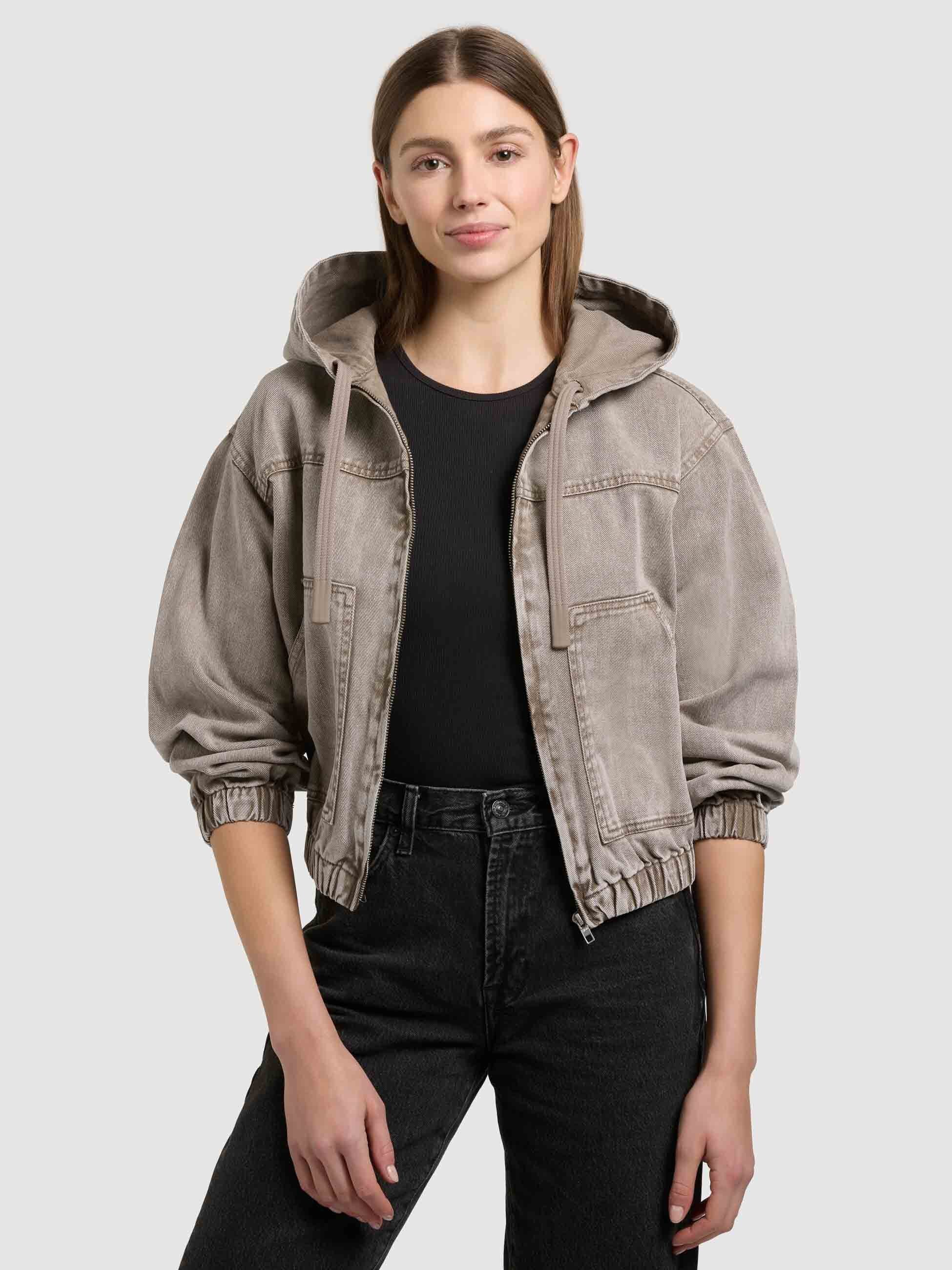 khujo-blouson-gretel-latte-brown-damen-jeansjacke-denim-mit-kapuze-oversize image 8