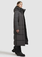 khujo-lamba-coat-dark-gray-wadenlanger-damen-steppmantel-mit-teddy-kapuze image 6