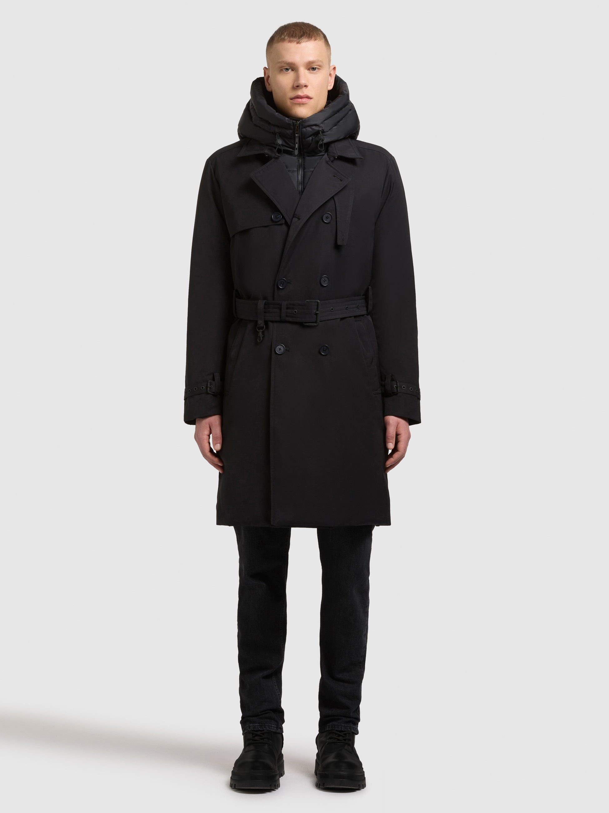 khujo-coat-tarm-black-trenchcoat-damen-mit-herausnehmbarem-steppeinsatz image 1