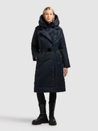 khujo-lexy-coat-port-blue-knielanger-trenchcoat-mit-stepp-einsatz image 2