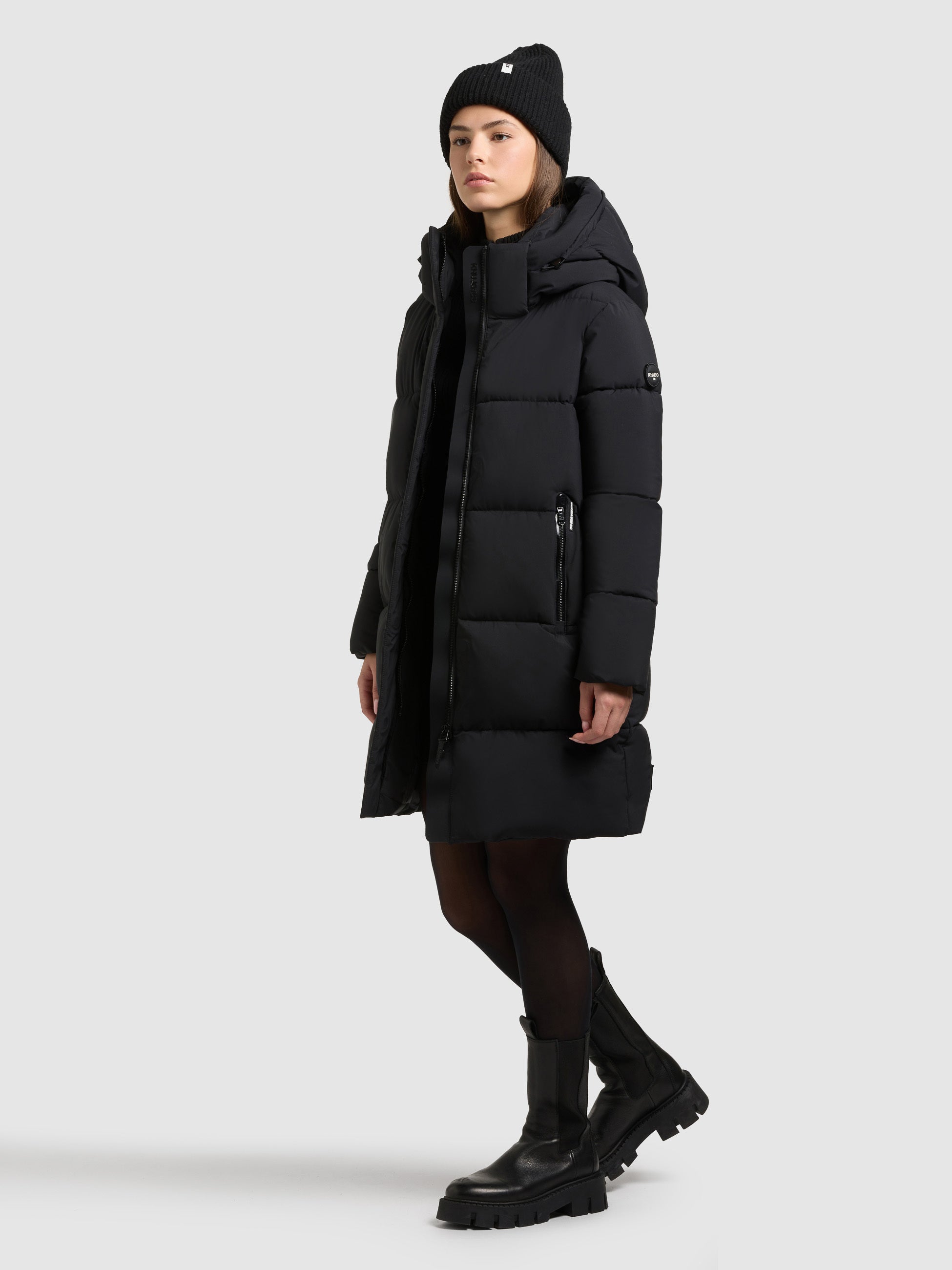 khujo-mantel-haya2-matt-black-steppmantel-loose-fit-mit-kapuze image 2