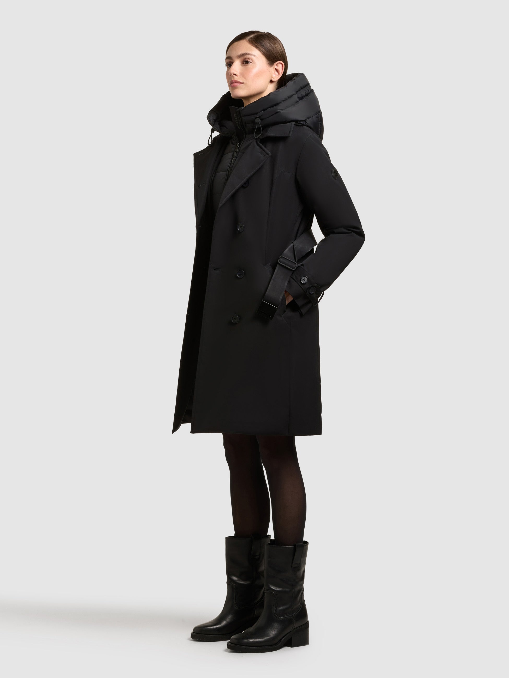 khujo-gora-mantel-black-damen-trenchcoat-kurzmantel-mit-g-rtel image 2