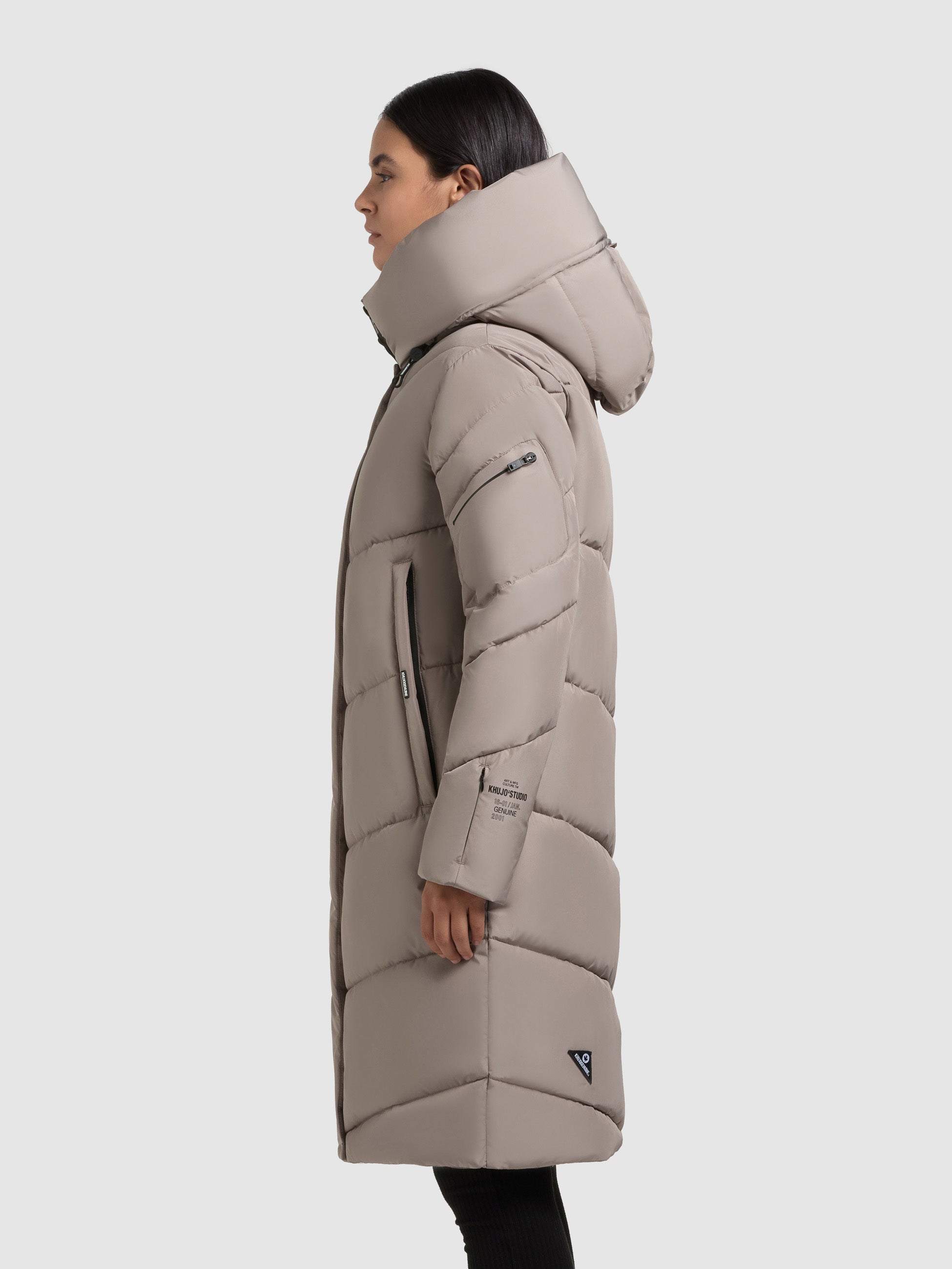 khujo-mantel-jange2-matt-greige-knielanger-damen-steppmantel-loose-fit image 5