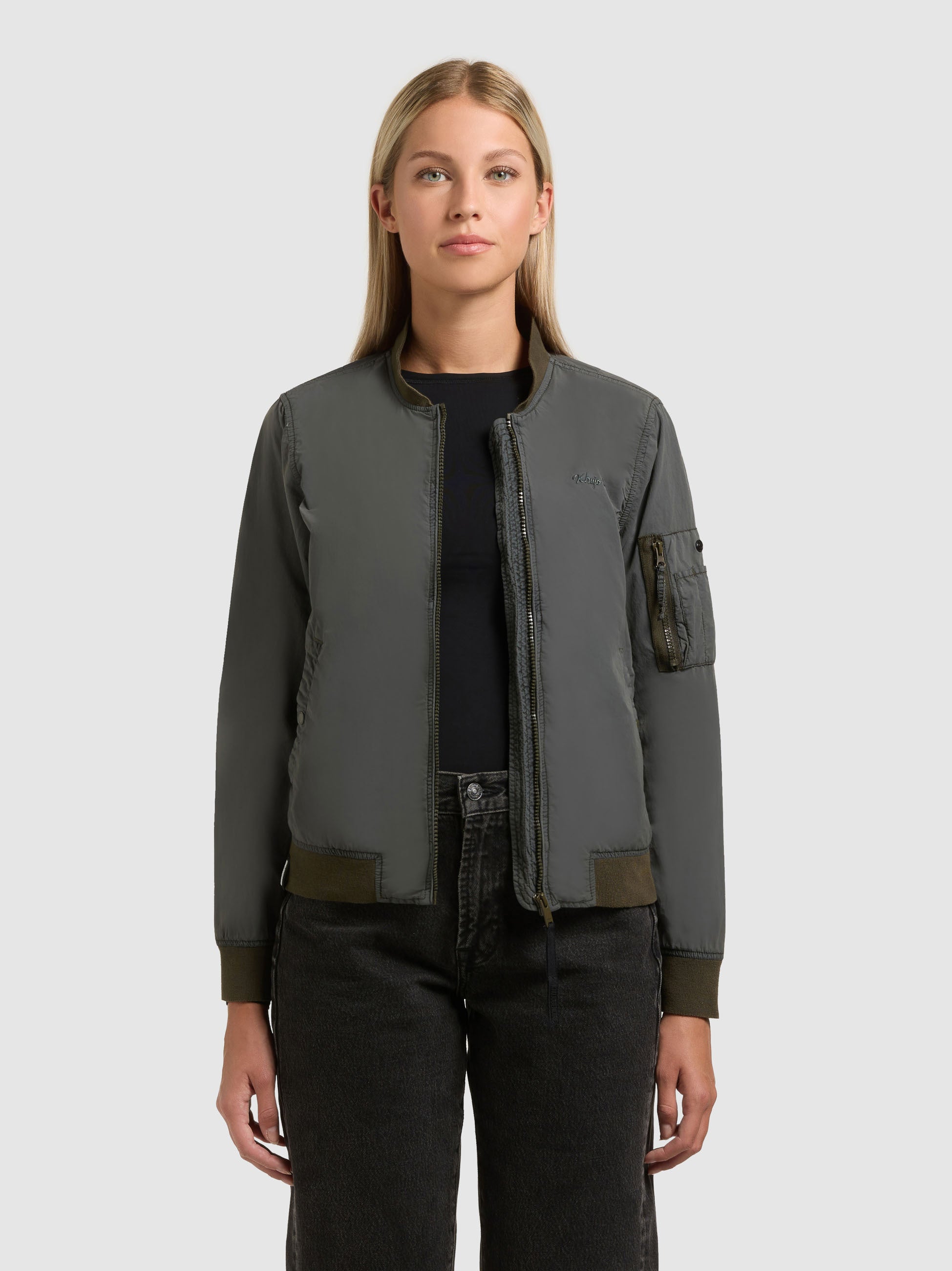 khujo-jacke-denz-bomberjacke-hazy-teal-green-damen image 1