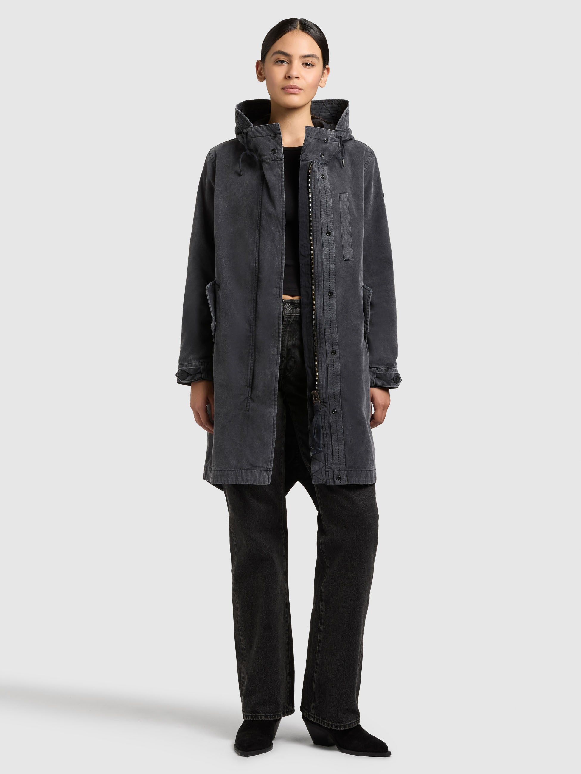 khujo-parka-freya-black-baumwoll-parka-im-vintage-mod-style image 2