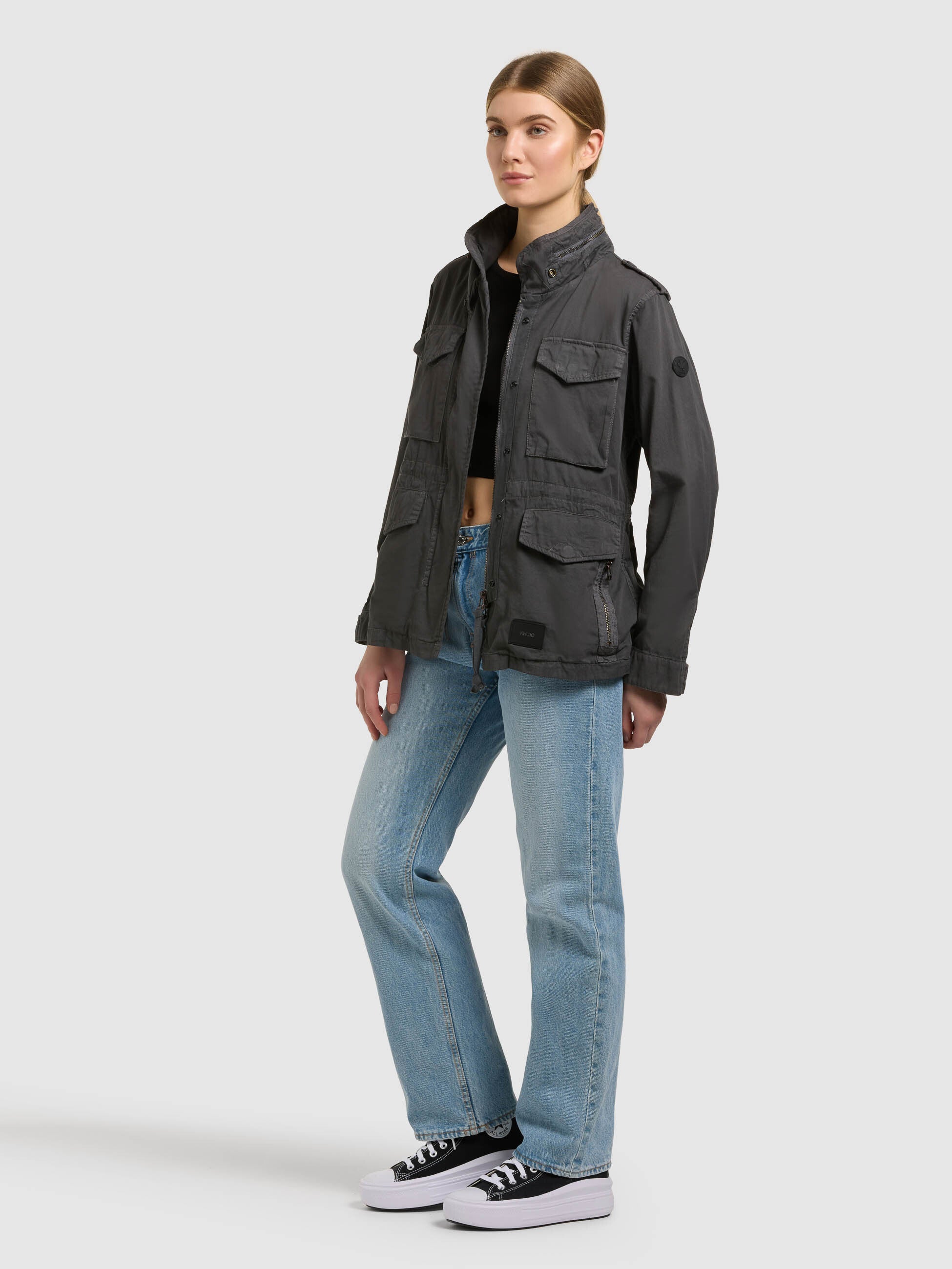 khujo-jacke-nori-slate-grey-damen-fieldjacket-baumwolltwill image 2