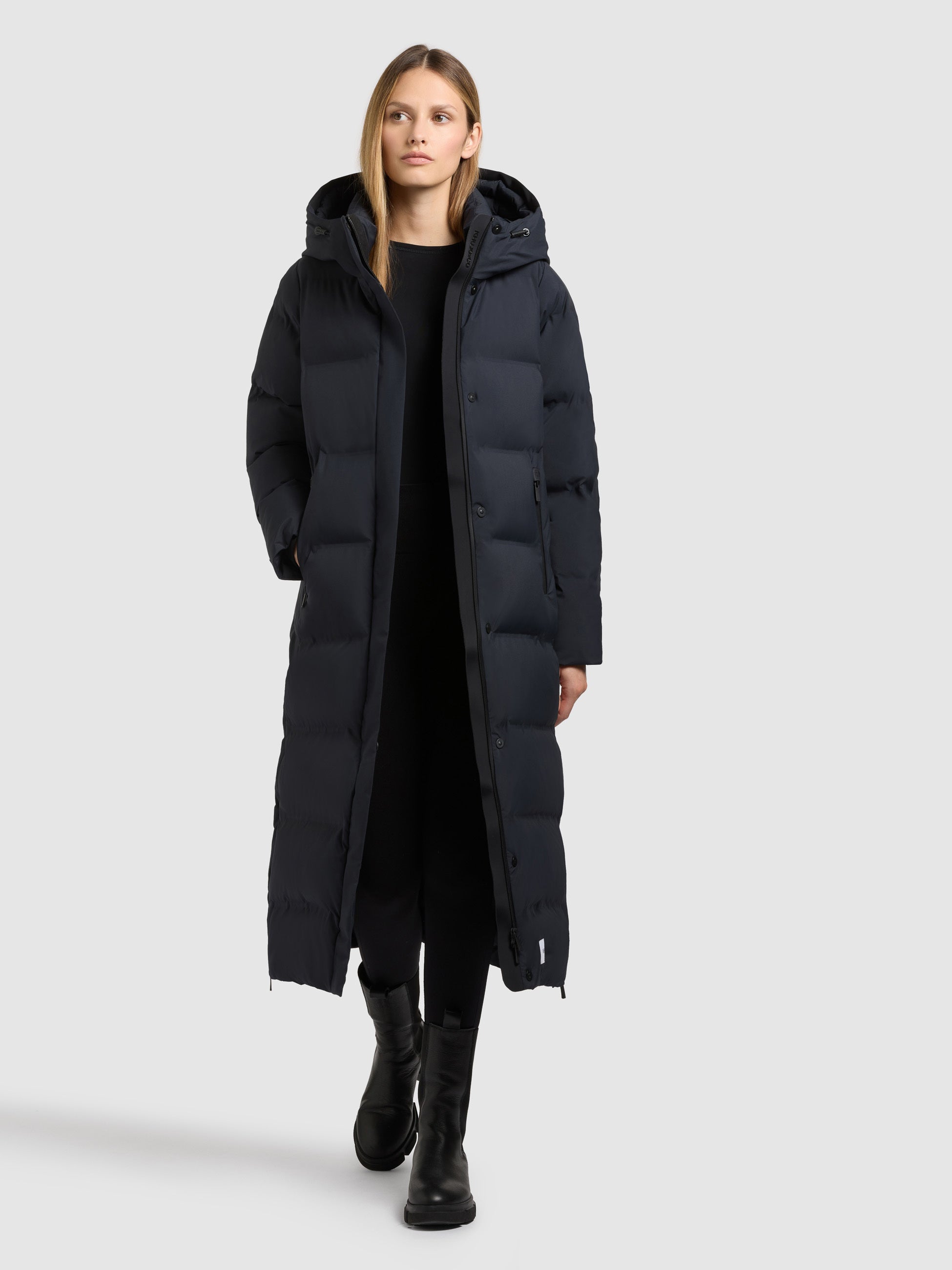 khujo-mayla3-damen-mantel-port-blue-wadenlanger-steppmantel image 1