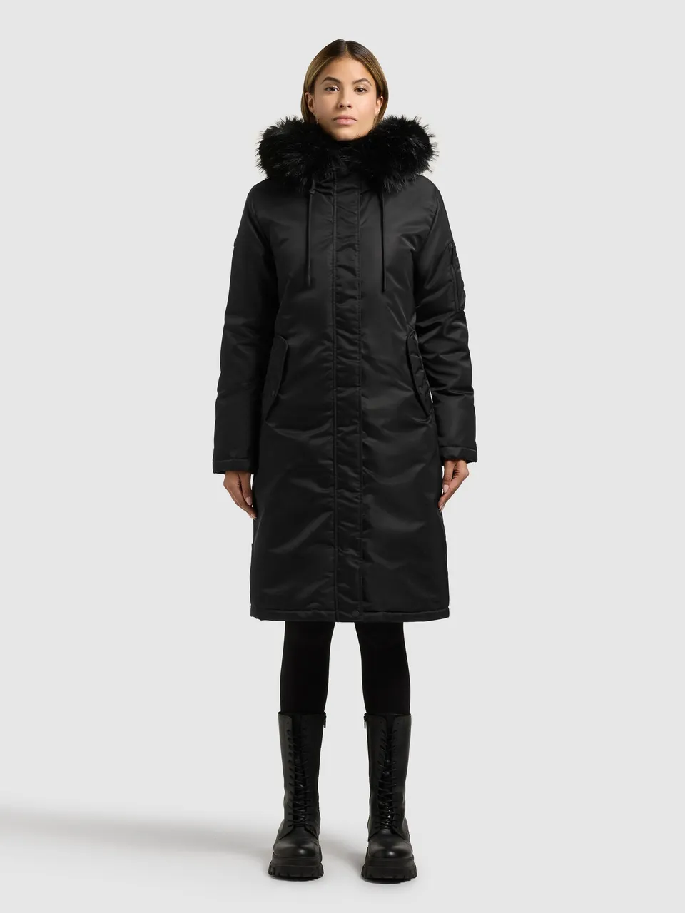 khujo-mantel-jilla-black-wintermantel-mit-kunstfell-damen image 1