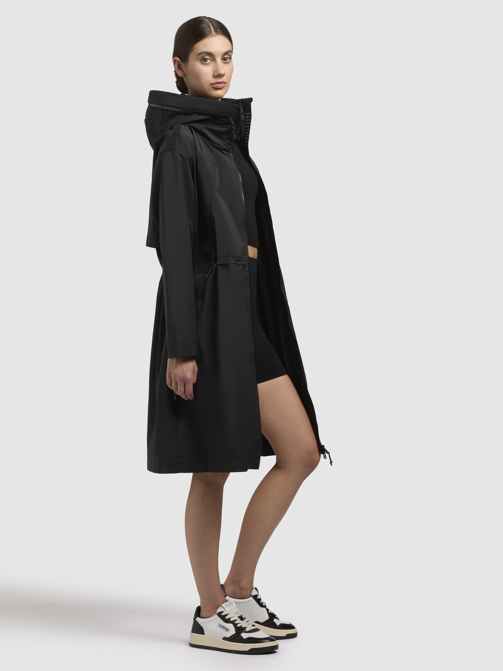 khujo-loulou-damen-mantel-schwarz-knielanger-windbreaker-kurzmantel image 6