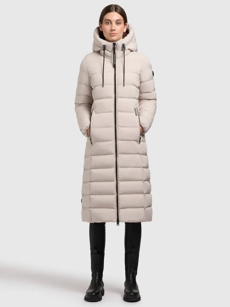 khujo-simmie-damen-steppmantel-hellbeige-knielang-mit-kapuze image 1