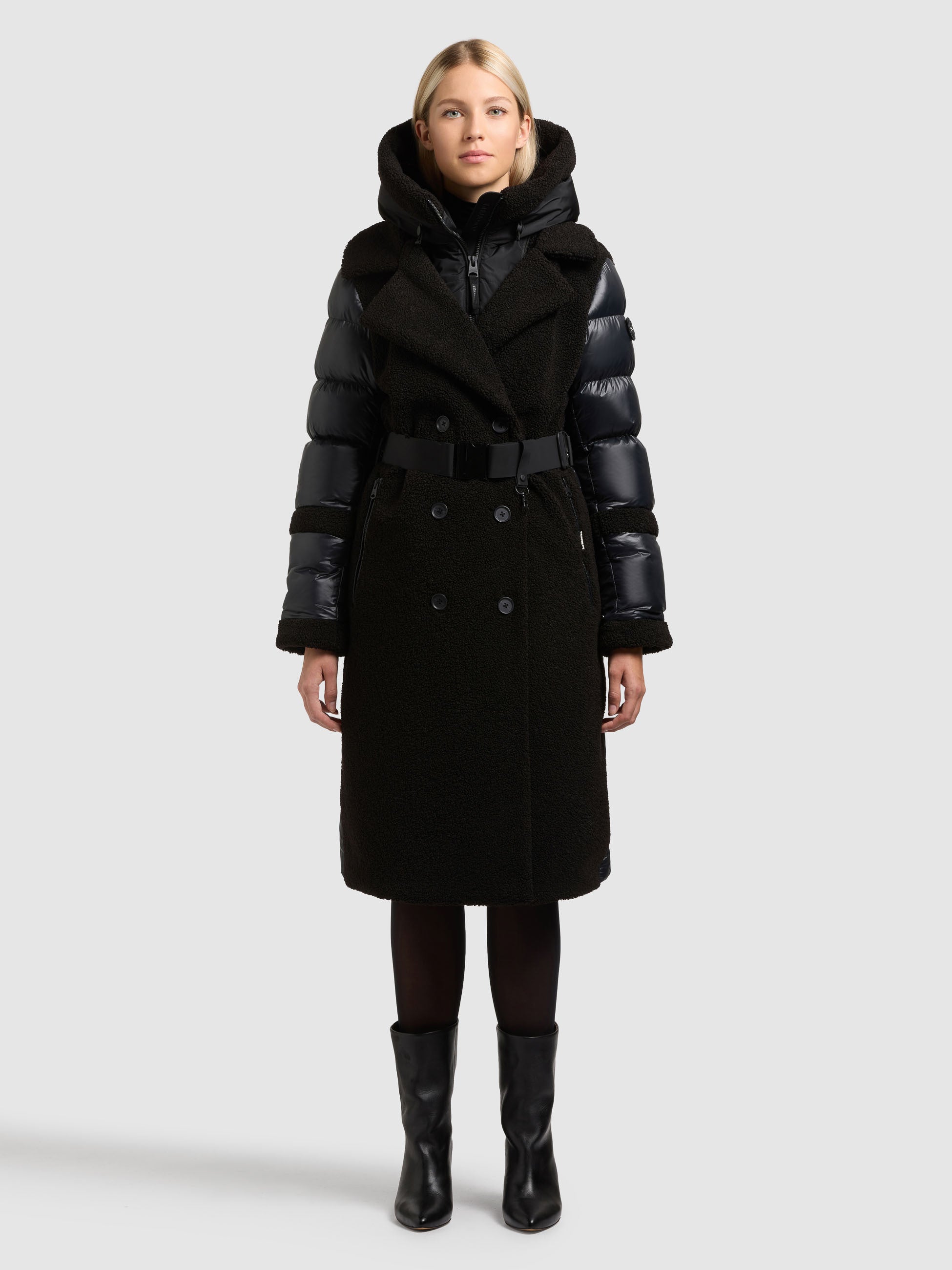 khujo-mantel-kalmia-black-damen-teddy-kurzmantel-mit-g-rtel-und-kapuzeneinsatz image 1