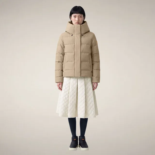 save-the-duck-arena-damen-parka-beige-stein-arctic-kurzparka-wetterfest image 1