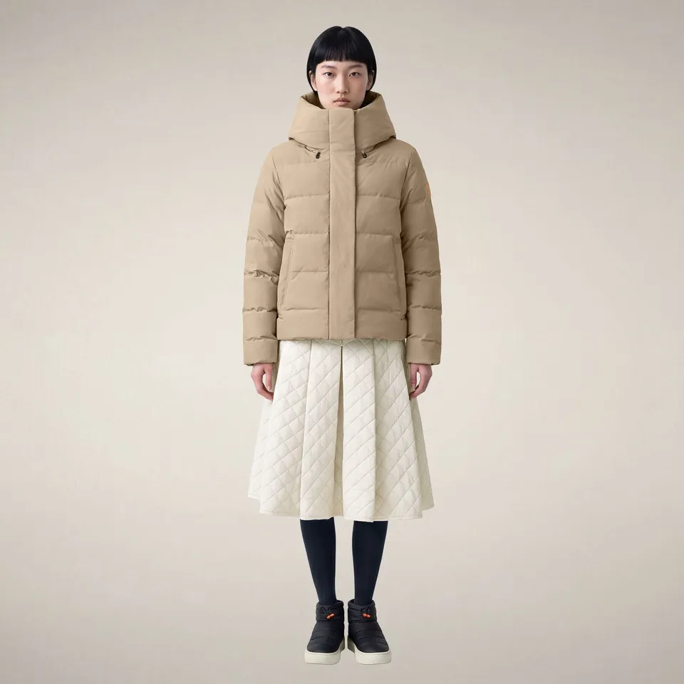 save-the-duck-arena-damen-parka-beige-stein-arctic-kurzparka-wetterfest image 1