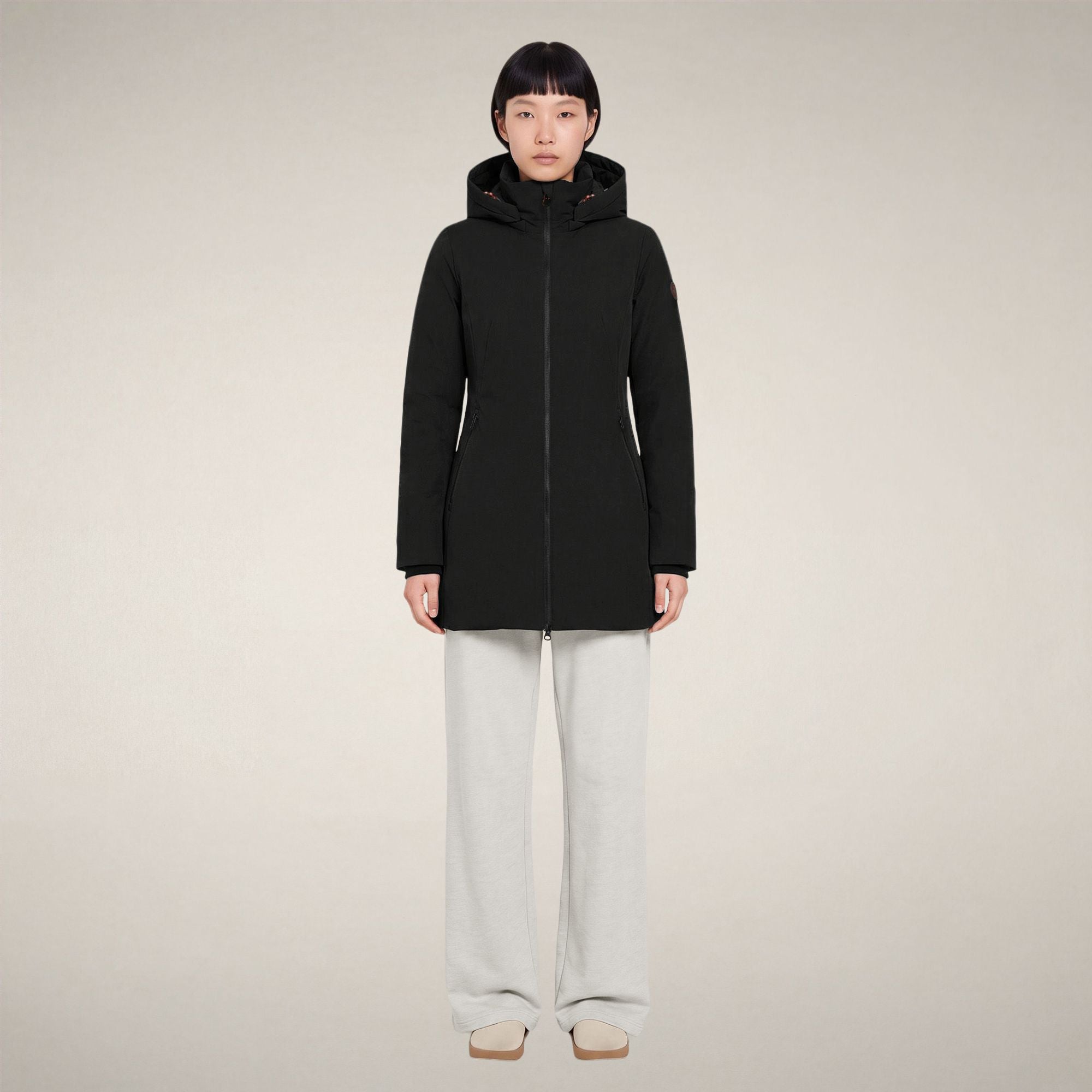 save-the-duck-ashley-damen-daunenmantel-schwarz-lang-fashion-puffer-mit-kapuze image 1
