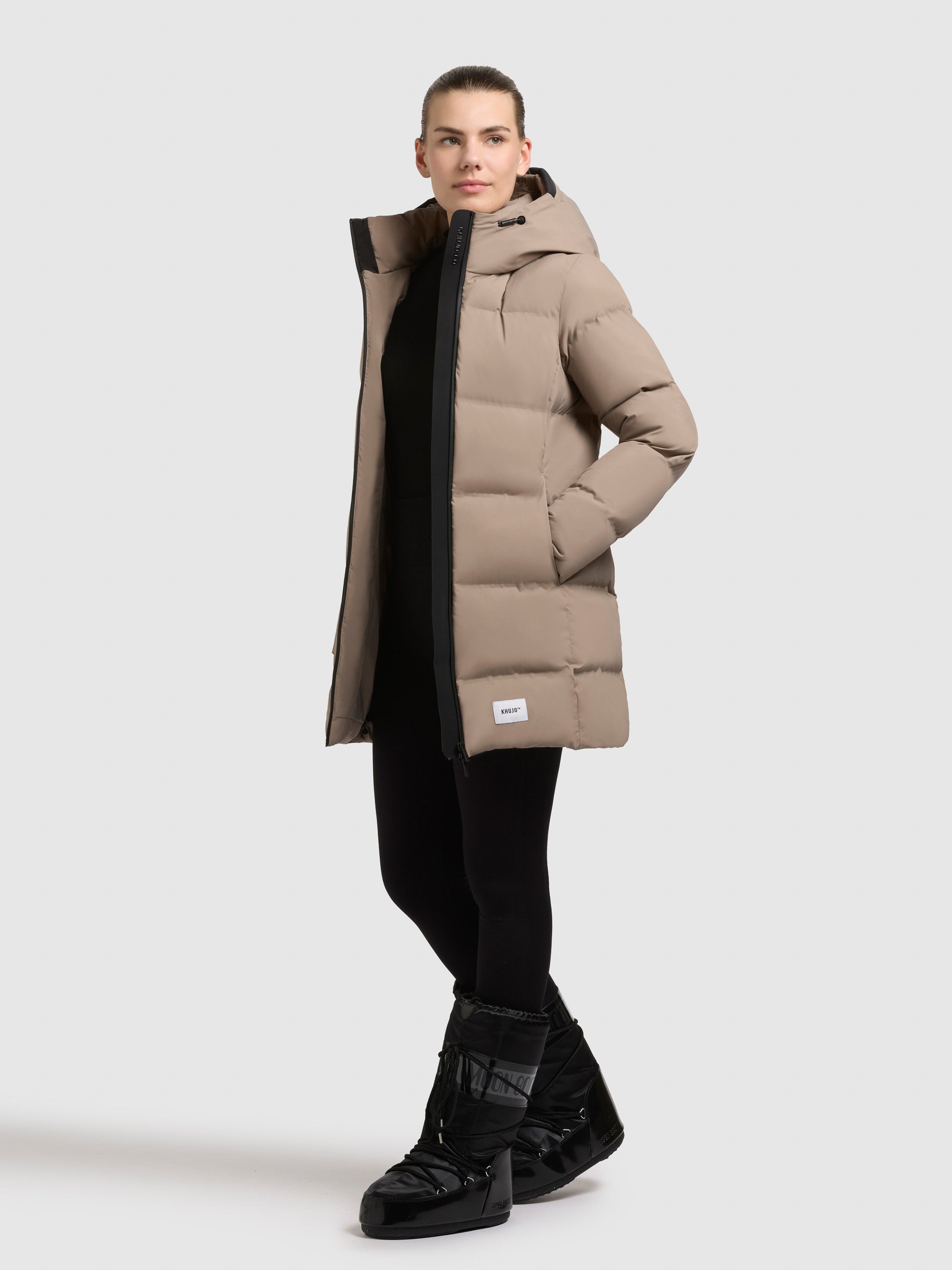 khujo-jacke-tanare4-greige-slim-fit-damen-steppjacke-wasserabweisend image 3