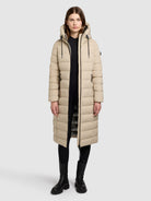 khujo-mantel-simmie-beige-knielanger-damen-steppmantel-mit-taille image 6