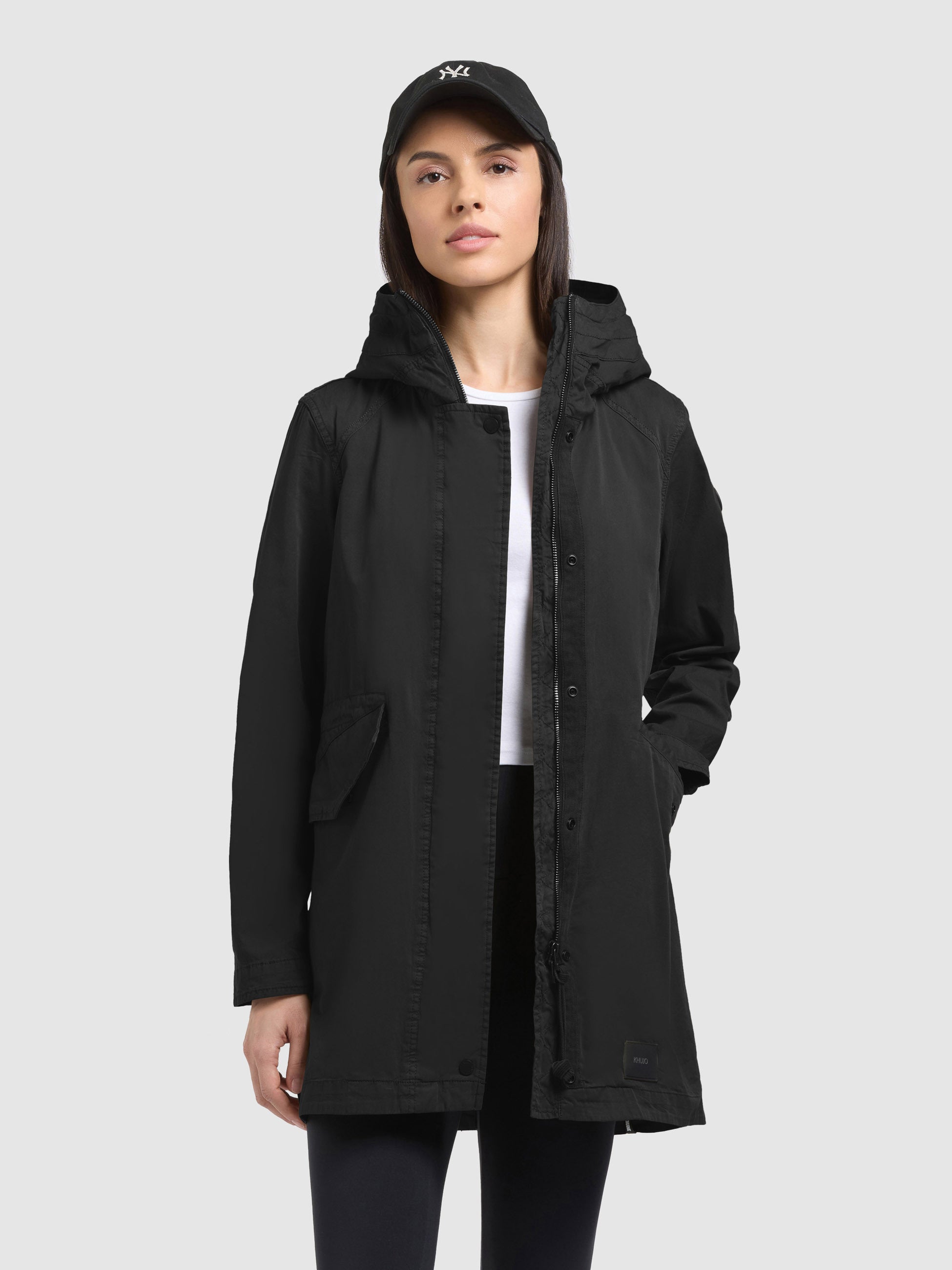 khujo-mantel-nika-black-parka-damen-aus-baumwoll-twill-mit-kapuze image 4