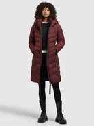 khujo-coat-odana2-wine-red-steppmantel-knielang-wattiert-damen image 6
